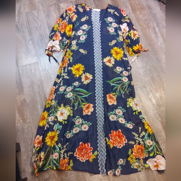 JOHNNY WAS Mia Floral Border Long Maxi Dress - SMALL - Picture 7 of 14